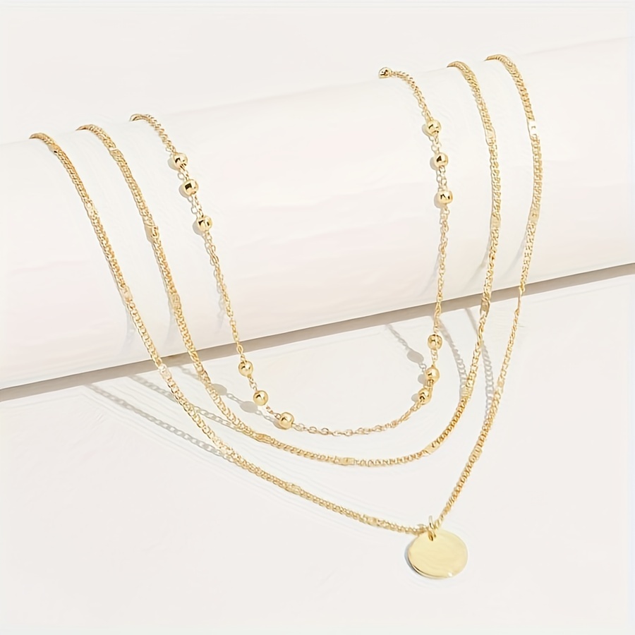 Women's Three-layer Round Pendant Necklace Set